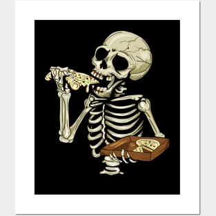 Pizza Lover, Funny Skeleton, Eating Pizza Posters and Art